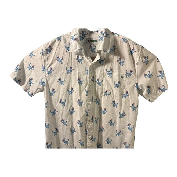 Tipsy Elves Shirt Mens XL Dinosaur Patriotic Button Up Short Sleeve Fun Novelty - Picture 2 of 8